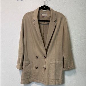 Pilcro Beige Double-Breasted Blazer